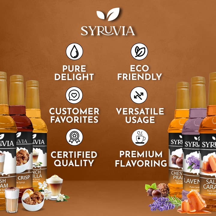 Syruvia - Wholesale Flavored Syrup - Syruvia Mix Case - Gourmet Café Edition  (6 Pack)3