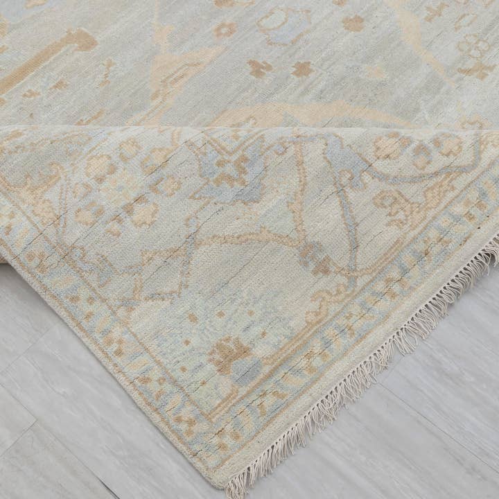 Aesthetic Homes LLC - Wholesale Area Rug - Silver Grey Blue Modern Oushak Rug – Hand Knotted Wool 17003