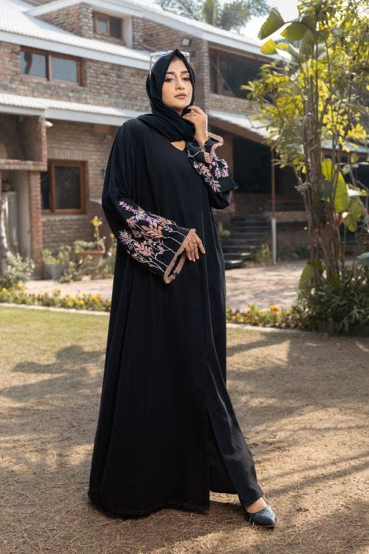 Multi Colored Aafrozah Black Abaya for wholesale on Faire0
