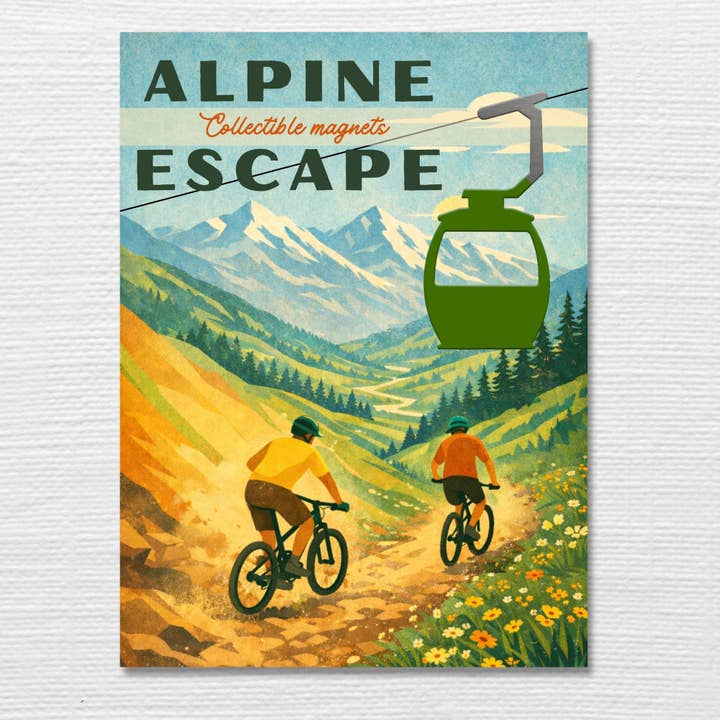 Mountain Gondola Magnet — Alpine Escape in Summer for wholesale by Authenticaa