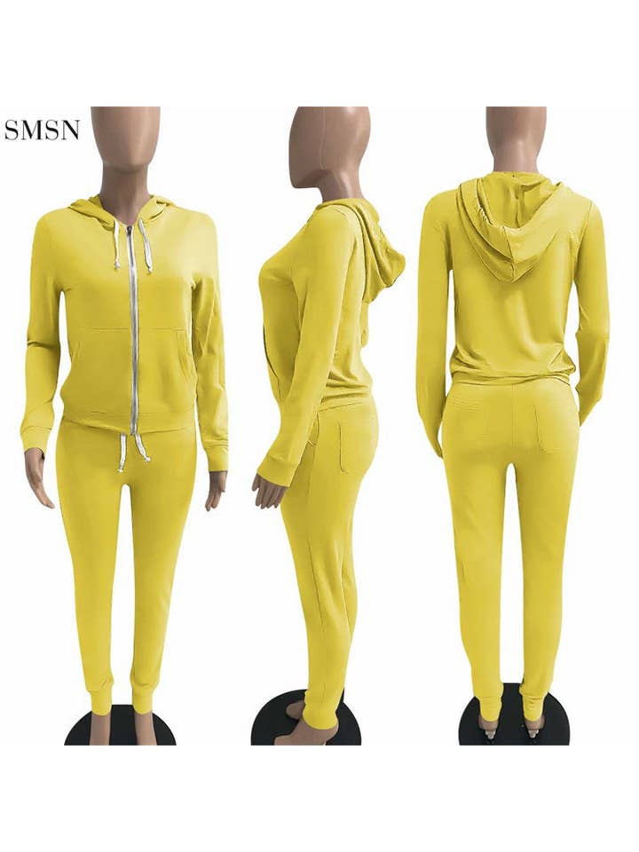 MB Fashion Wholesale - Wholesale Top & Pant Set (NOT Loungewear) - Women's - MB FASHION Zip-Up Hoodie and Jogger Pants Set 12489R11