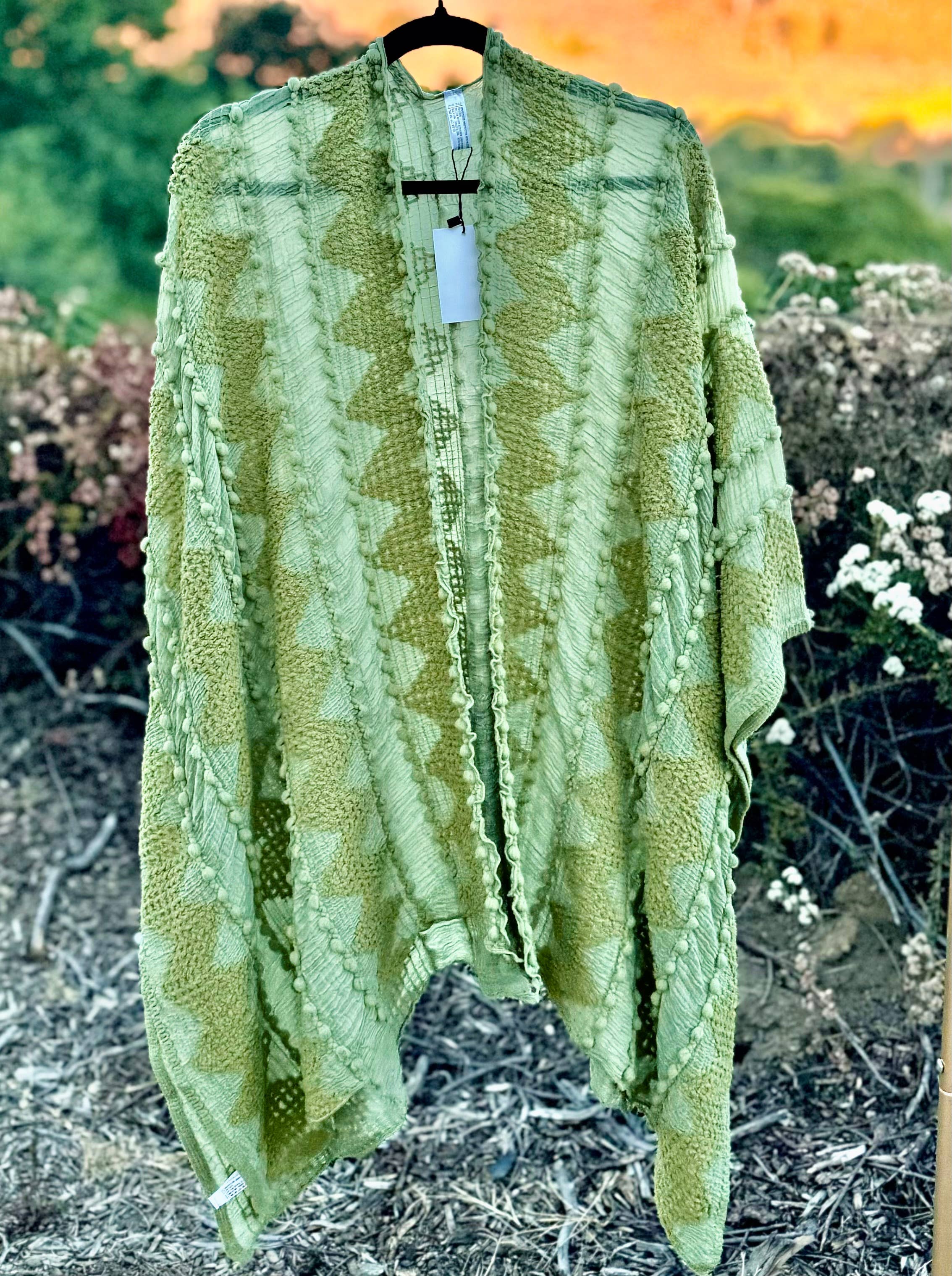 Justin & Taylor - Wholesale Kimono - Women's - Puffer-Up | Soft Textured Cover-Up Kimono With Pom Detail70