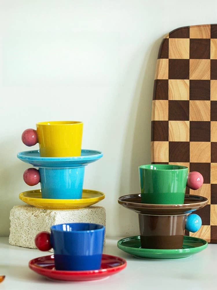 INSPECIAL HOME - Wholesale Coffee Mug - Handmade Cute Whimsical Coffee Espresso Mug With Saucer9