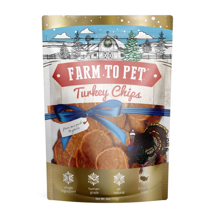 Farm to Pet - Wholesale Pet Treats - Dog - Holiday Turkey Chips Dog Treats (4 oz)