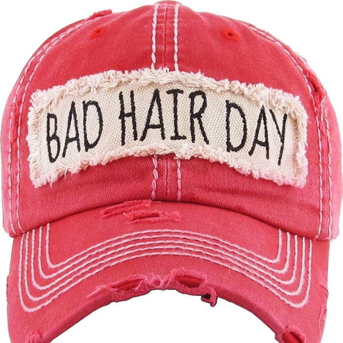 MiMi Wholesale - Wholesale Baseball Cap - Women's - KBV1073 'BAD HAIR DAY' Distressed Cotton Cap15