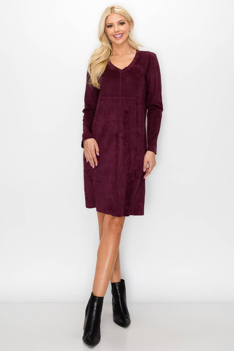 Joh Apparel – Vestido - Mulher por atacado – Vestido Aurora Stretch Camurça com Decote em V SEM Bolsos13