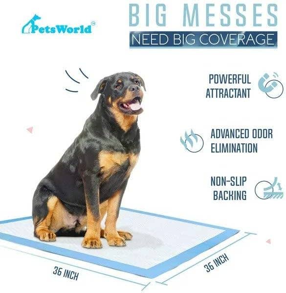 PetsWorld Inc - Wholesale Pet Cleaning Supplies - PetsWorld Gigantic Dog Potty Pads, 36 x 36-in 25 CT1
