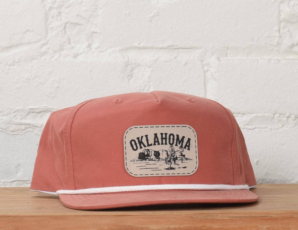 Dusty Red Oklahoma Cowboy Rope Snapback for wholesale on Faire0