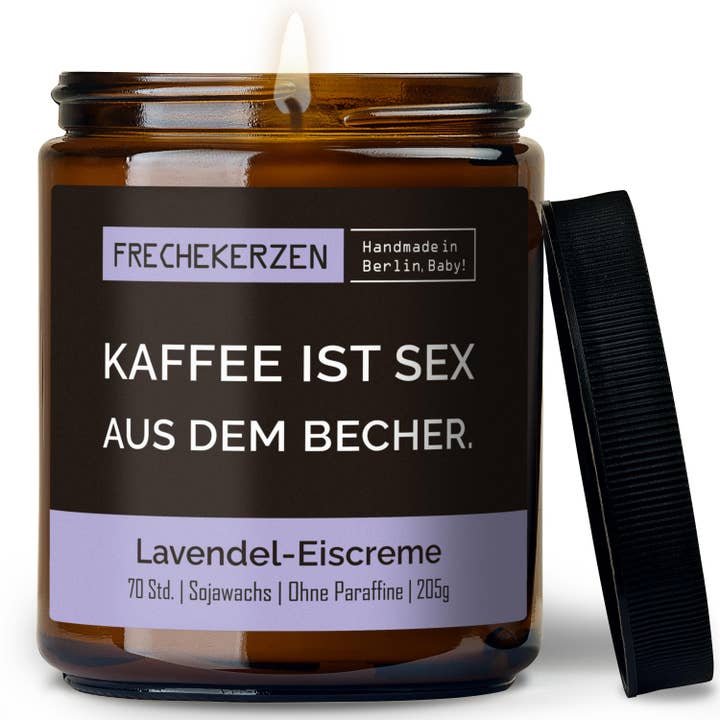 Bougie parfumée avec citation | le café, c'est du sexe dans une tasse.| Gesch pour la vente par mysoy® Duftkerzen-Manufaktur