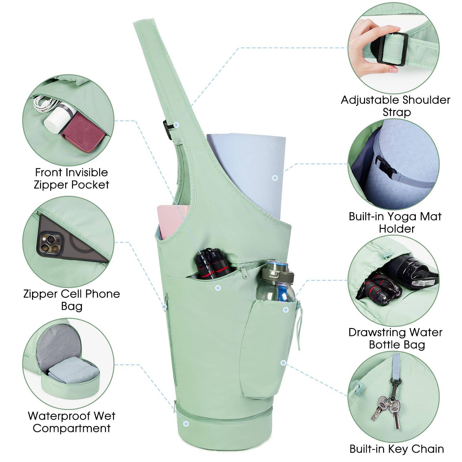 wandf - Wholesale Yoga Bag - Yoga Mat Bag Large Opening Long Tote Yoga Mat Carrier Holder14