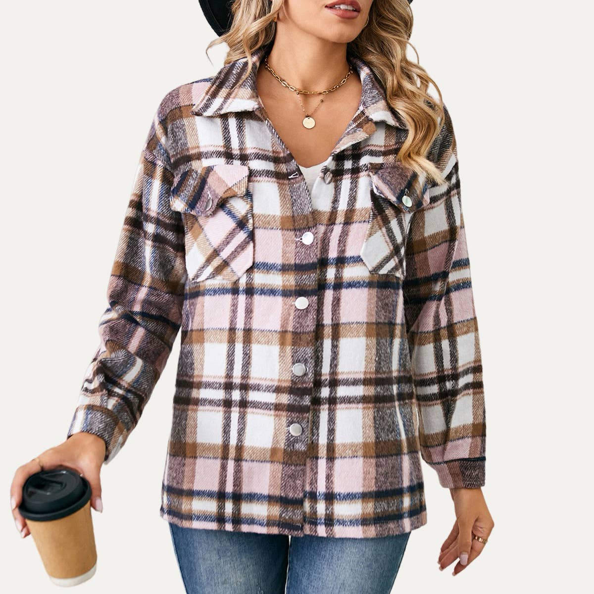 The Moment Collection – wholesale Shirt Jacket/Shacket - Women’s – Never Outdated Multicolor Plaid Pattern Button-Up Shacket7