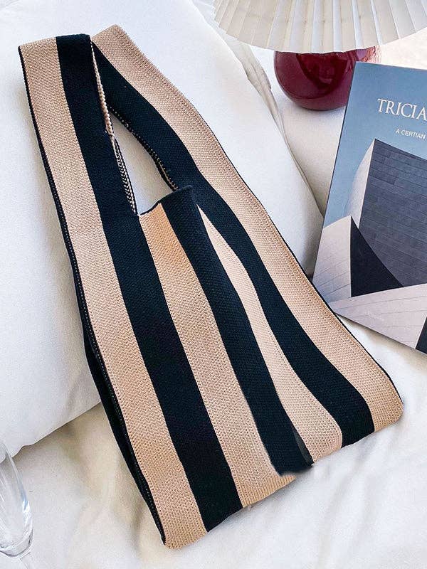 UZ Wholesale Store - Wholesale Tote Bag - Women's - Contrast Color Striped Bags Woven Handbag1