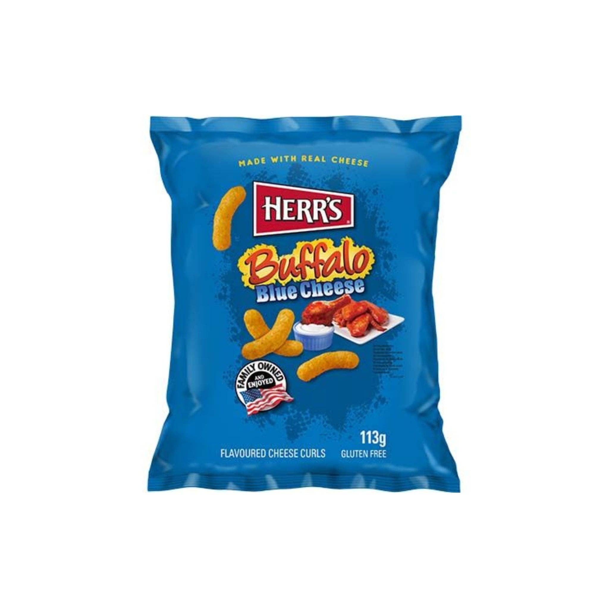 utoppa GmbH – wholesale Puffade snacks – HERR'S ostbågar med buffalo- och blåmögelost 113 g0