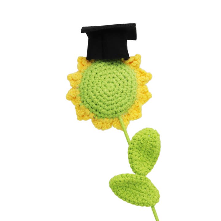 As Shown Graduation Sunflower Crochet Knitted Bouquet - 18 Inch for wholesale on Faire5