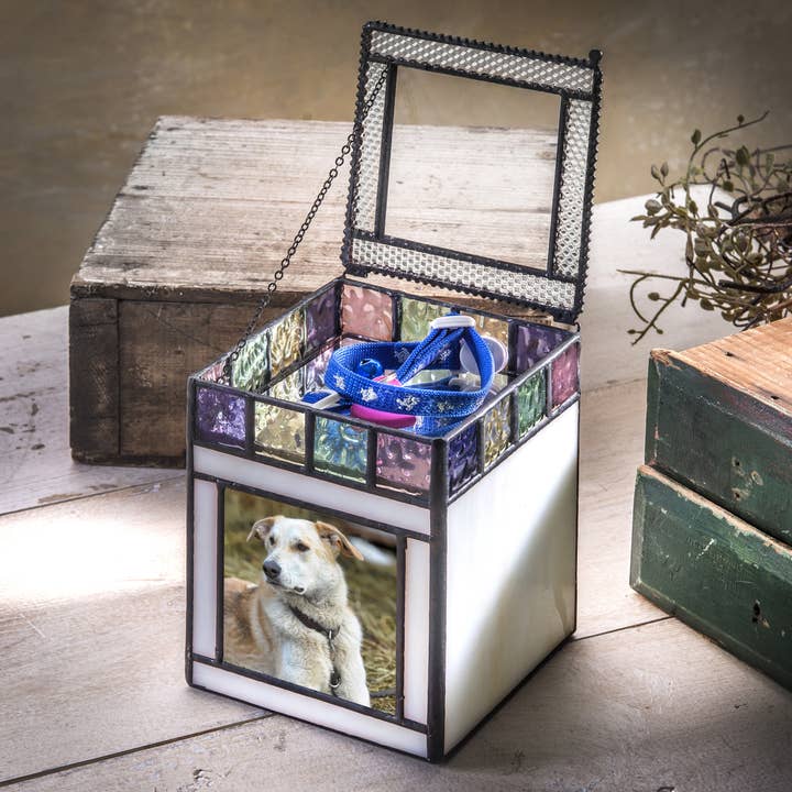 J Devlin Glass Art & Bert Anderson Collection - Wholesale Pet Urn/Keepsake Box - Stained Glass Pet Urn Keepsake Dog or Cat J Devlin