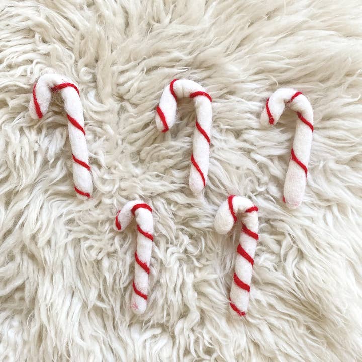 Sheep Farm Felt - Wholesale Christmas Decoration - Felt Candy Canes | Set of 10