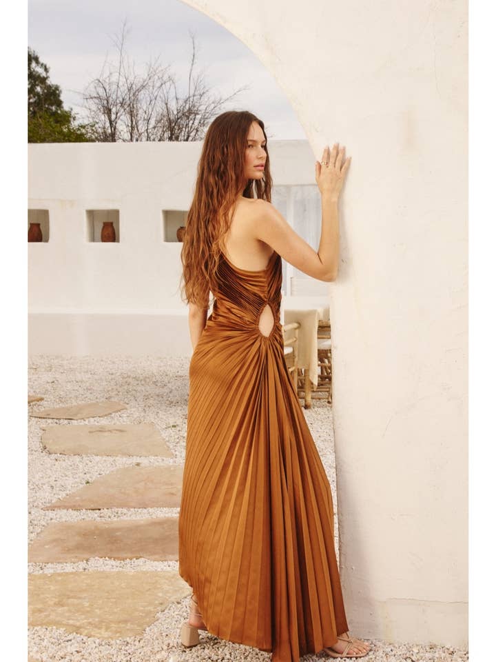 Dress Forum - Wholesale Dress - Women's - Olympia Asymmetrical Pleated Maxi Dress (1)2