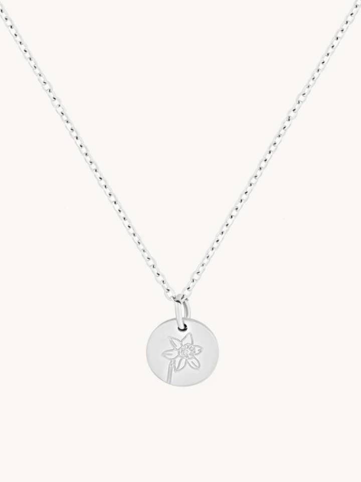 Colar de Narcisos de Março em Prata, Flor de Nascimento W. por atacado de Gratinsta