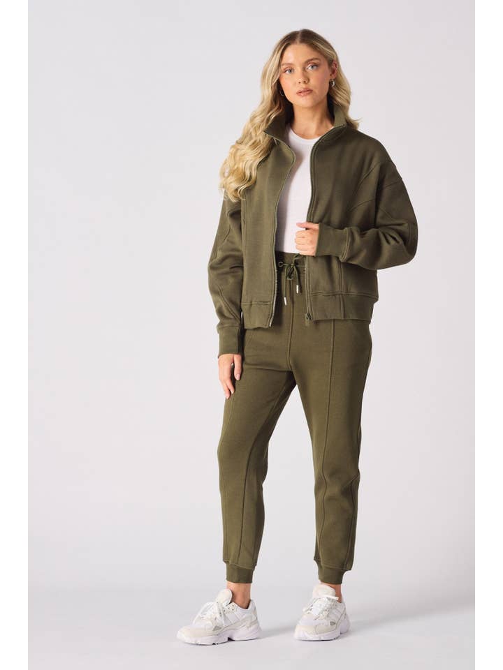 JMOJO UK Limited – wholesale Sweatshirt – Women's – Tirra Zip Up Sweatshirt – Khaki2