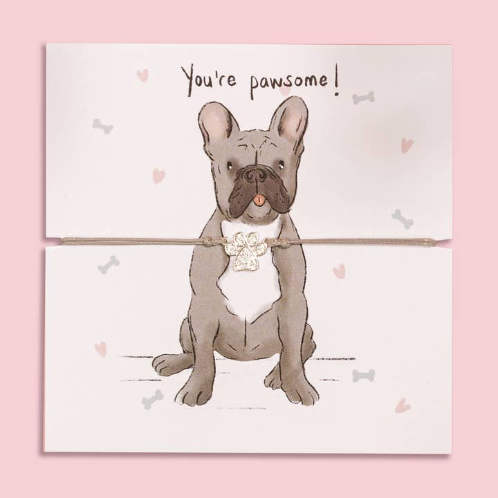 French Bulldog | Frenchie Paw Bracelet for wholesale by Letterbox Love Bracelets