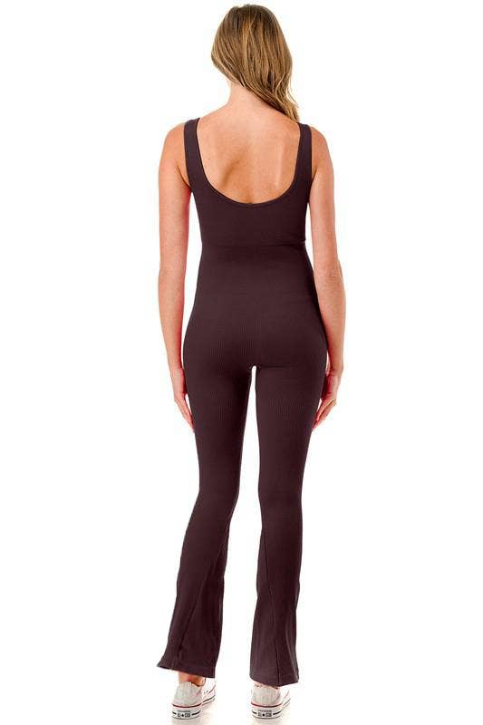 Color 5 - Wholesale Jumpsuit - Women's - Seamless ribbed h jumpsuit with bell bottom flare pants6