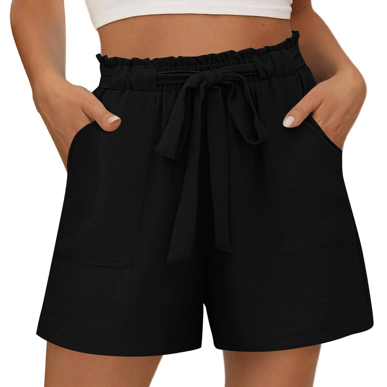 UNISHE - Wholesale Shorts - Women's - Summer Elastic Waist and Drawstring Casual Shorts ZK2891