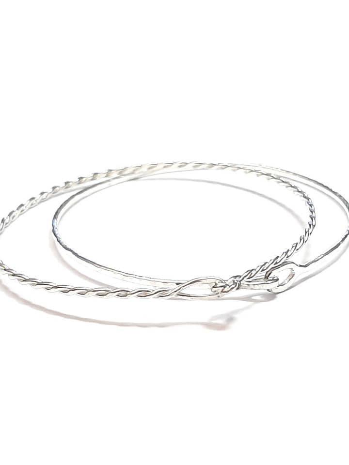 Solid Silver Bangle Bracelet Set Duo for wholesale by Andréa Chereau