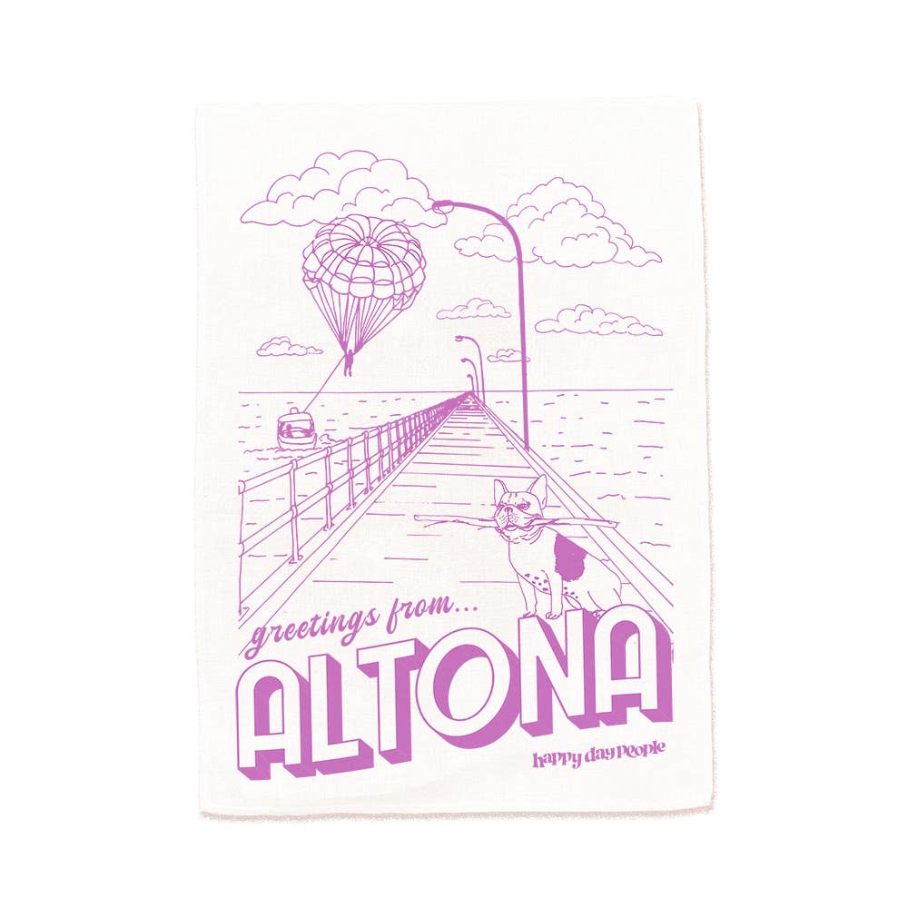 Happy Day People - Vendita all'ingrosso Strofinacci - Strofinaccio in cotone stampato Greetings from Altona