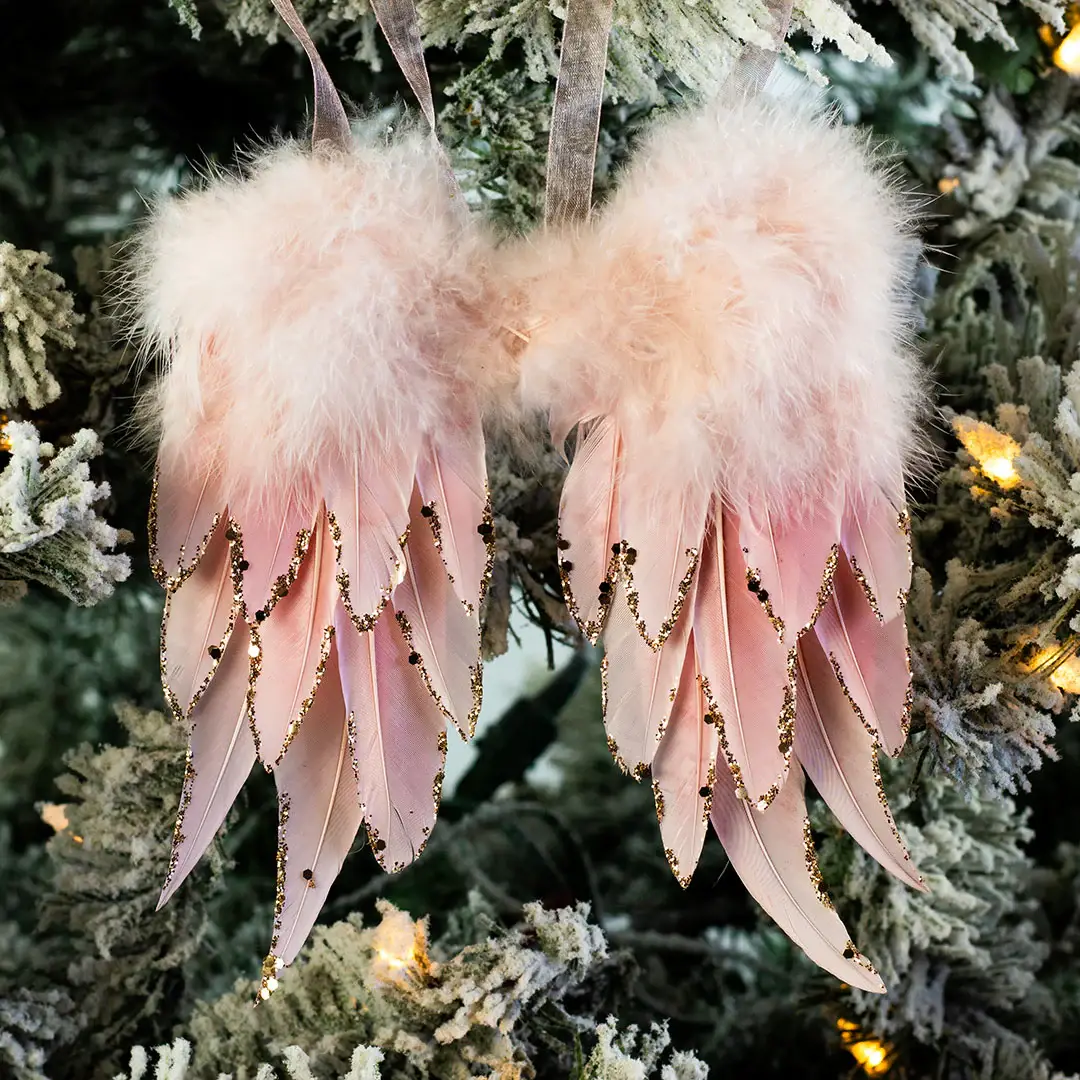 Zucker Feather Products - Wholesale Ornament - Pink Feather Angel Wing Ornament1