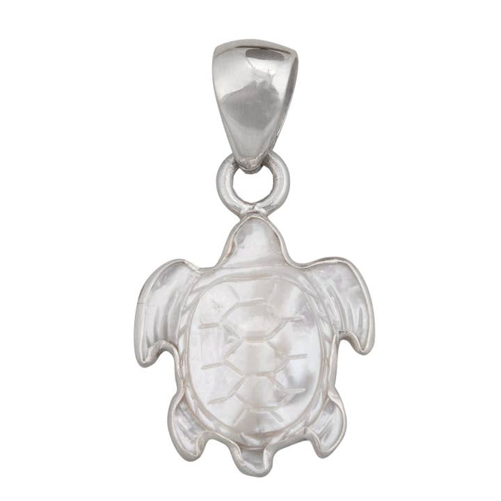 Charles Albert Inc - Wholesale Individual Charm/Pendant - Sterling Silver Mother of Pearl Sea Turtle Pendant