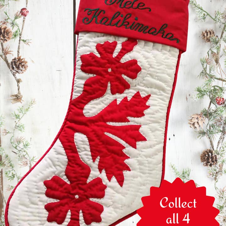 Hawaiian Quilted Christmas Stocking - Hibiscus for wholesale by DBI Hawaii