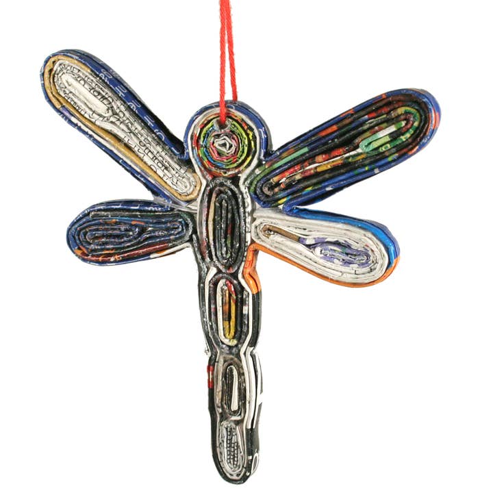 Tesoros Trading Company - Wholesale Ornament - Recycled Paper Dragonfly Orn, Vietnam