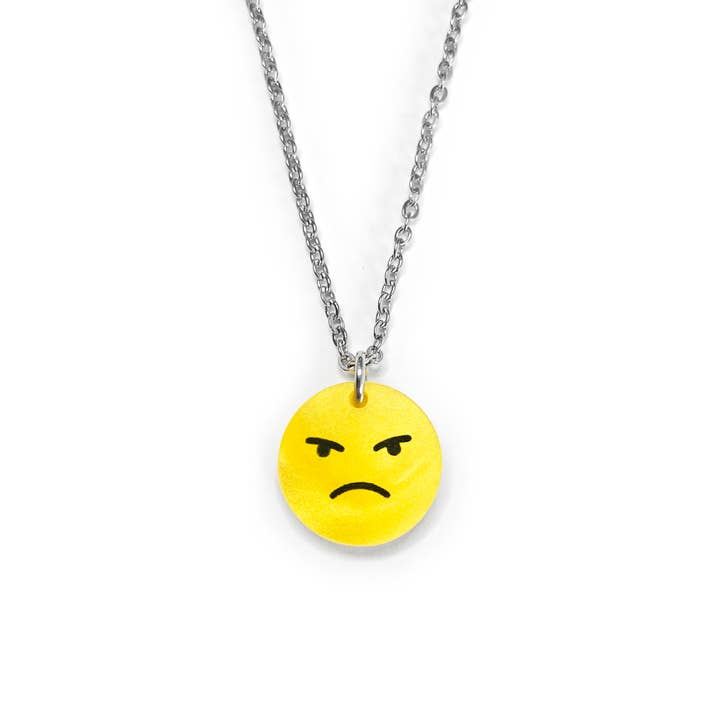 Grumpy Face Acrylic Necklace for wholesale by Lynsey Luu