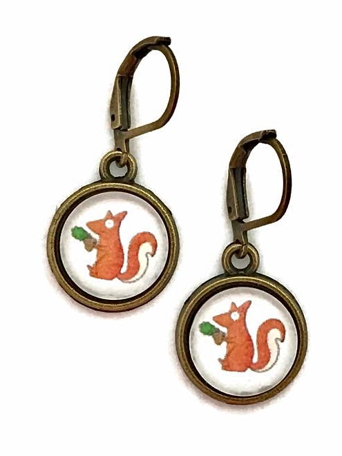 Photo Glass Squirrel Earrings for wholesale by Dreamspirit