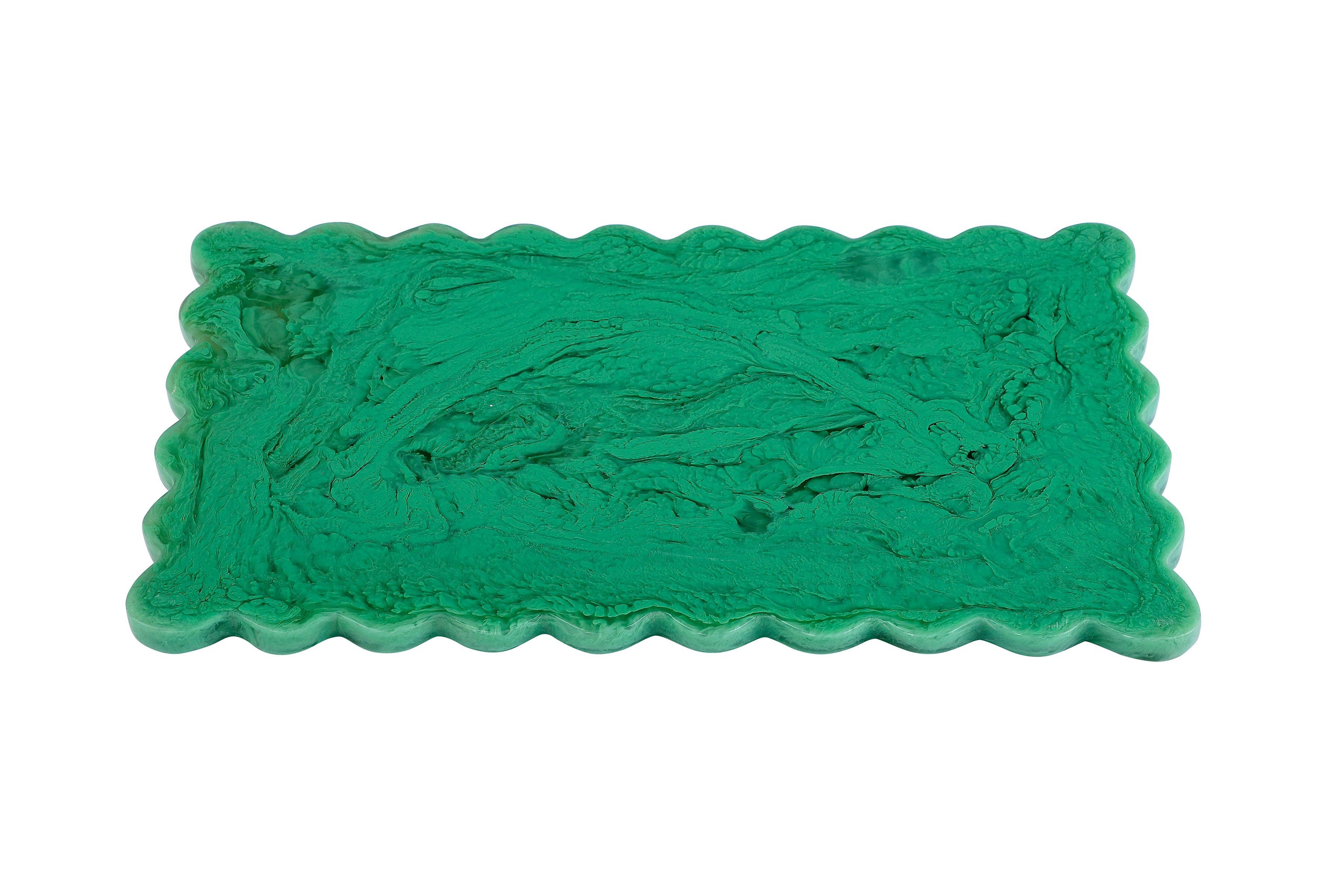 Casa Amarosa - Wholesale Cheese Board - Scallop Rectangular Resin Cheese Board – Green , 14 Inches2