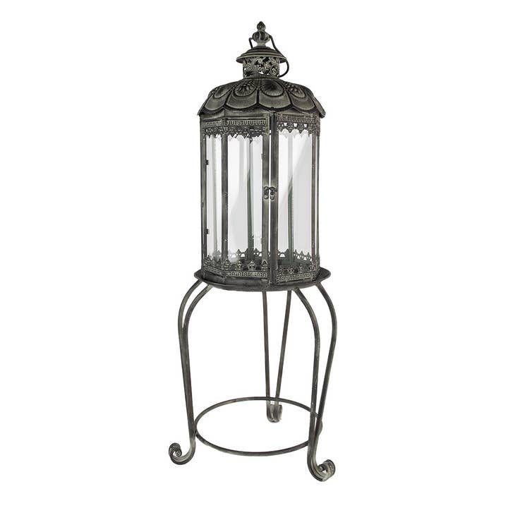 5Y1105 Lantern 94 cm Grågrøn Metal Glas lysestage for engroshandel hos Clayre & Eef
