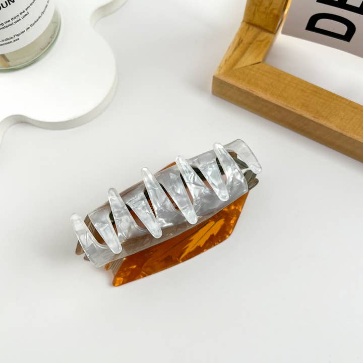 Brown Book Print Acrylic Hair Claw Clip for wholesale on Faire
