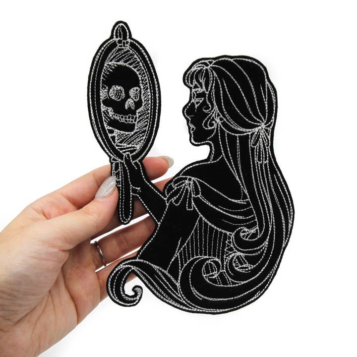 Haunting Reflection Iron On Large Embroidered Patch for wholesale by Project Pinup