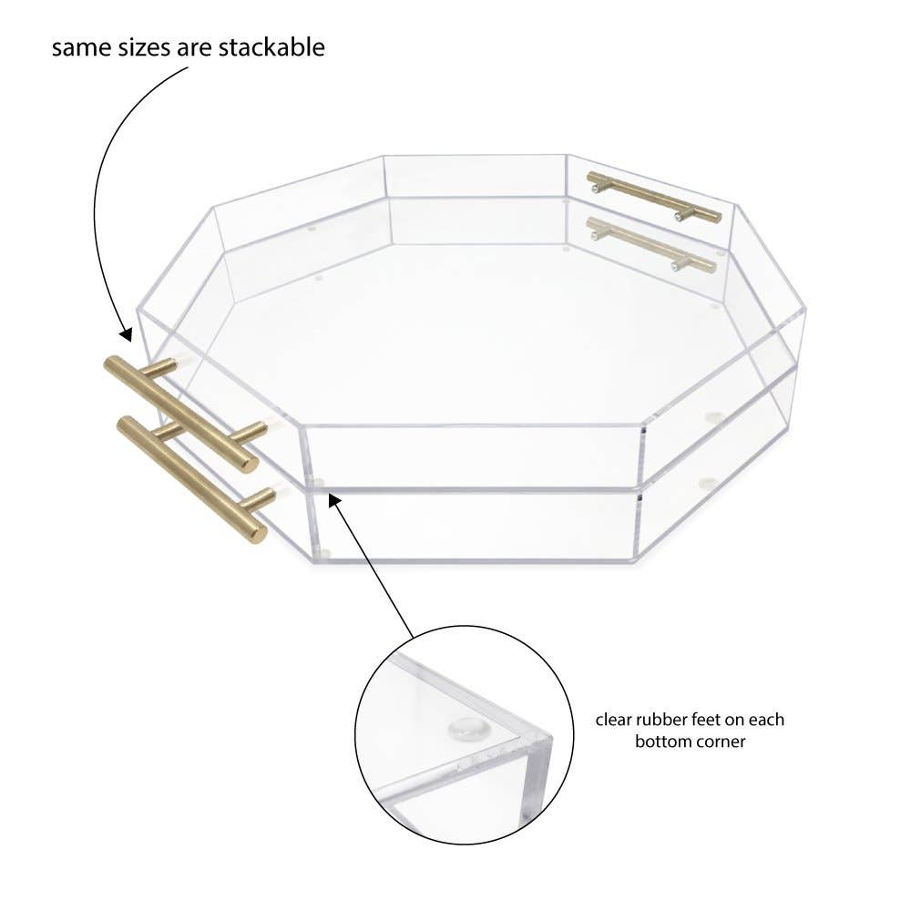 Isaac Jacobs International - Wholesale Serving Tray - Isaac Jacobs Clear Acrylic Serving Tray with Metal Handles18