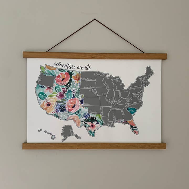 Waypoint Wanders - Wholesale Map - Magnetic Teak Wood Hanging Frame8