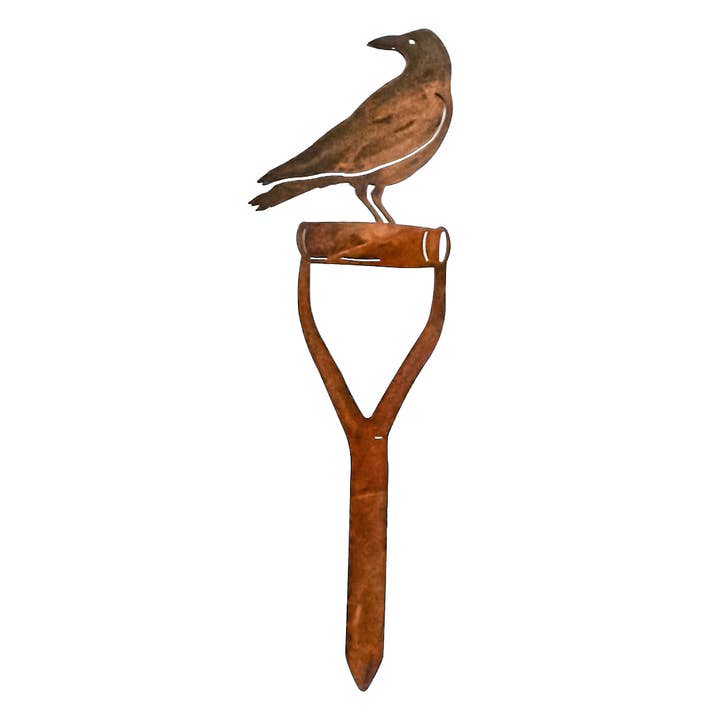 Rust Crow Lg Shovel Garden Art for wholesale by California Home & Garden