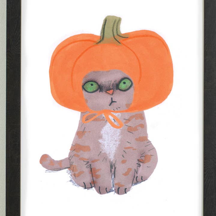 Cappello con stampa gatto in zucca per la vendita all'ingrosso da parte di Jo Clark Design