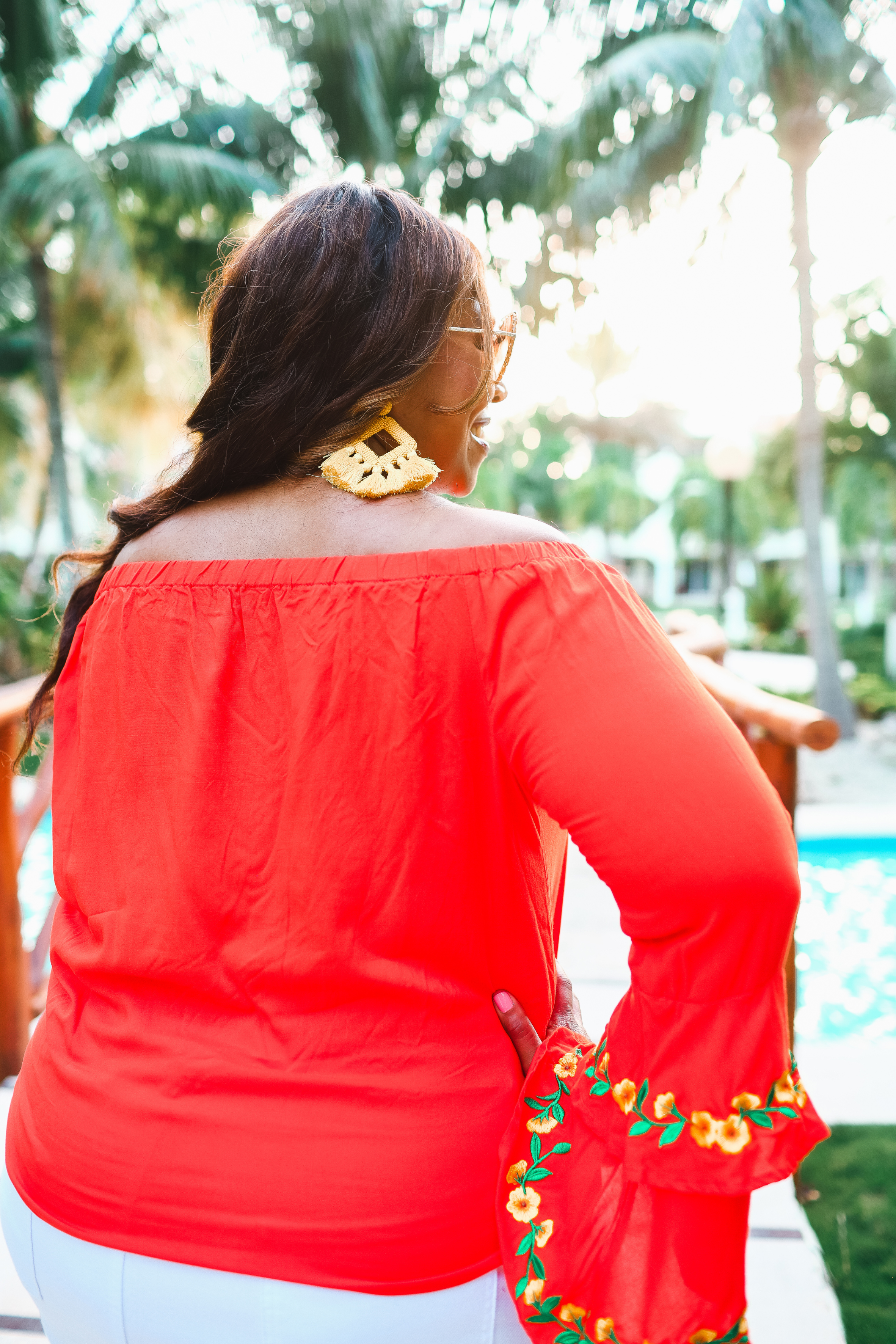 Orange Miranda Embroidered Top for wholesale on Faire16