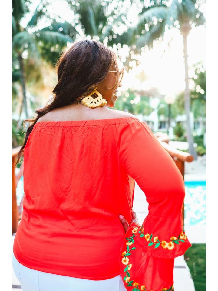 Orange Miranda Embroidered Top for wholesale on Faire16