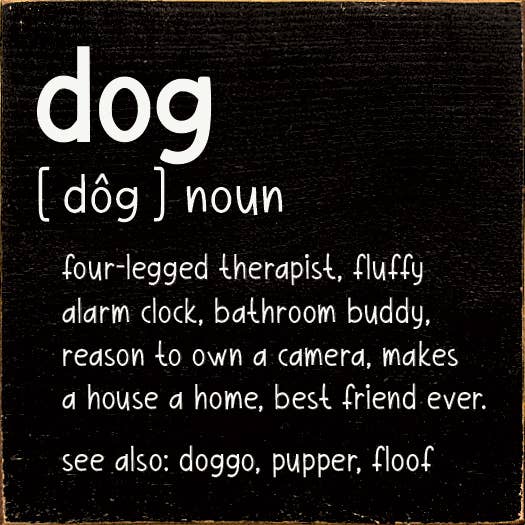 SAWDUST CITY – Engroshandel Skilt – Hund [hund] navneord - Firbenet terapeut, blødt træskilt1