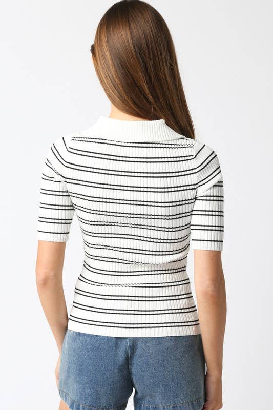 Olivaceous - Wholesale Button Down Shirt - Women's - Ina Stripe Top26