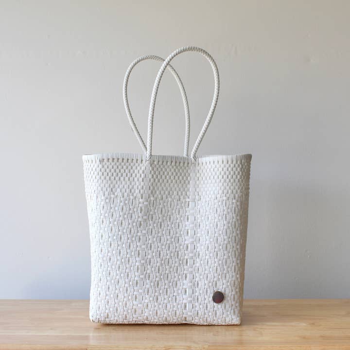 Authentic Mexican Handwoven White Tote Bag for wholesale by MexiMexi
