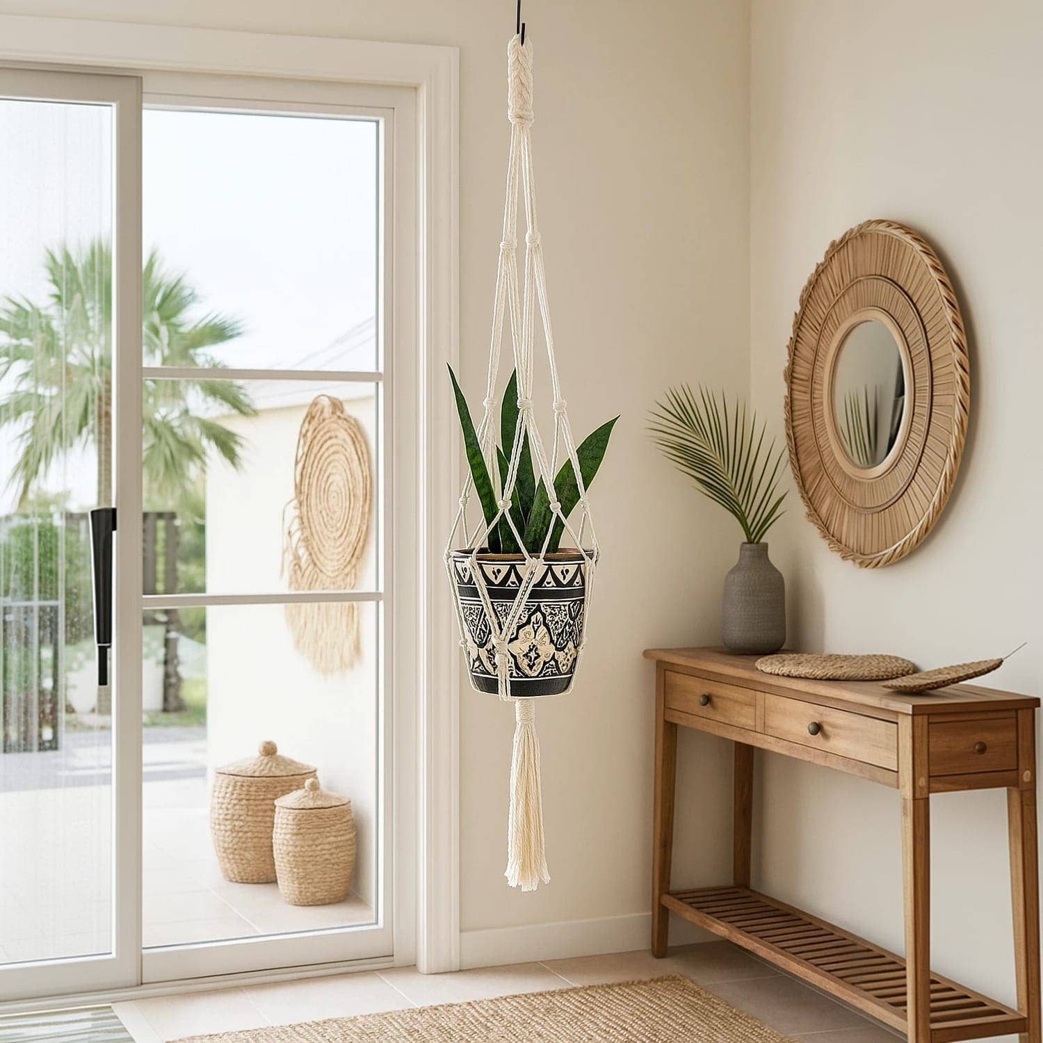 Etnico del Mondo – Engroshandel Hængende plantekasse – Stor Klassisk Håndlavet Macramé Planteholder #13