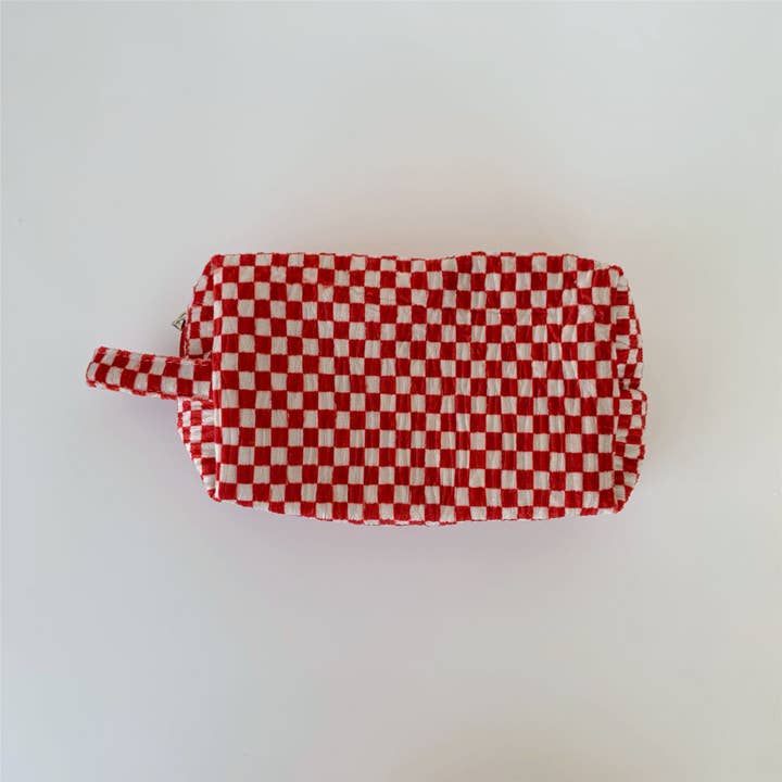 HIDDENBRAND - Wholesale Makeup/Cosmetic Bag - Ruched Colorful Checkered zipper knit Cosmetic bag1