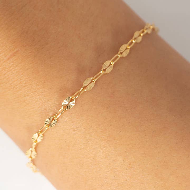 "Sunflower" Gold Filled Textured Oval to PaperClip Chain for wholesale by TPAIGE Jewelry